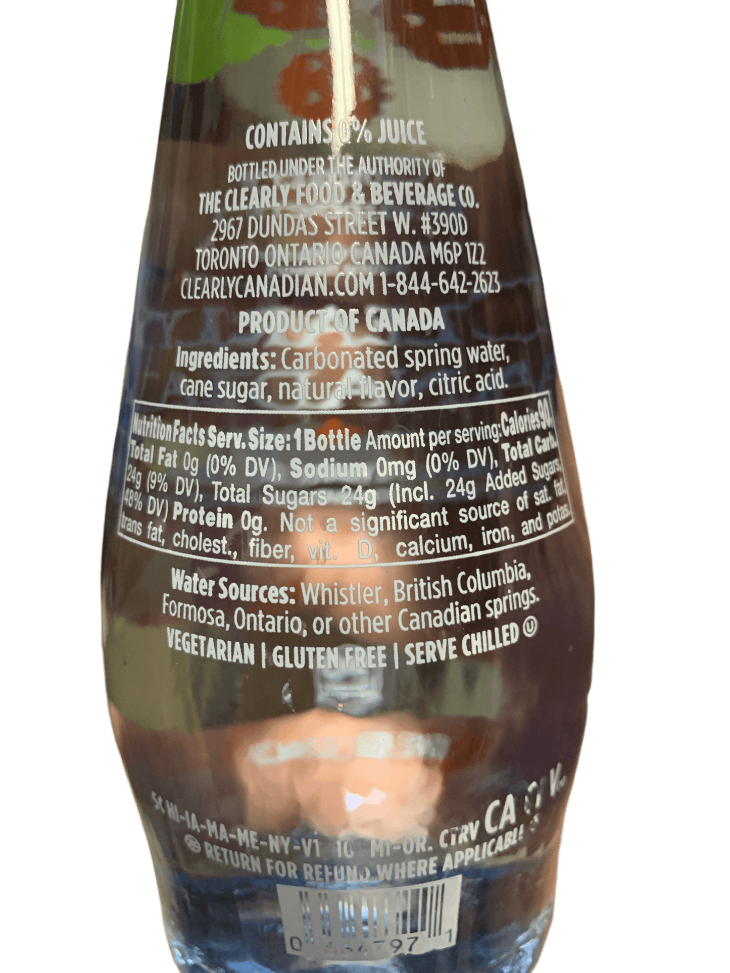 Clearly Canadian Sparkling Country Raspberry Bottle 325ML - Canadian Edition