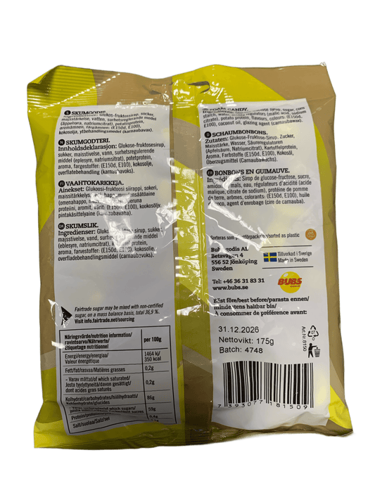 Bubs Goody Sour Ovals Banana Toffee Candy 175G - Swedish Edition