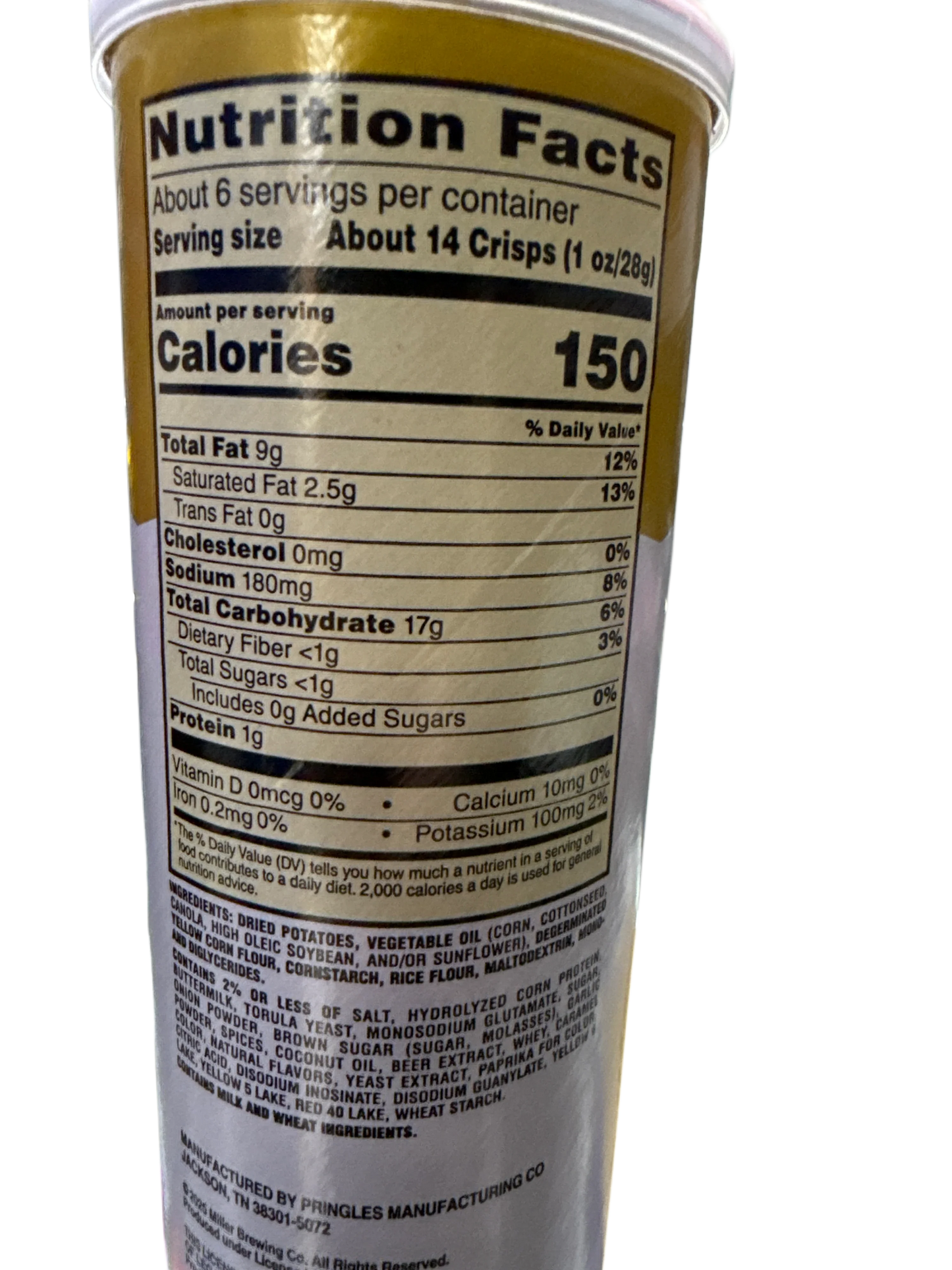 Pringles Limited Edition Beer Can Chicken Flavour 158g - U.S Edition