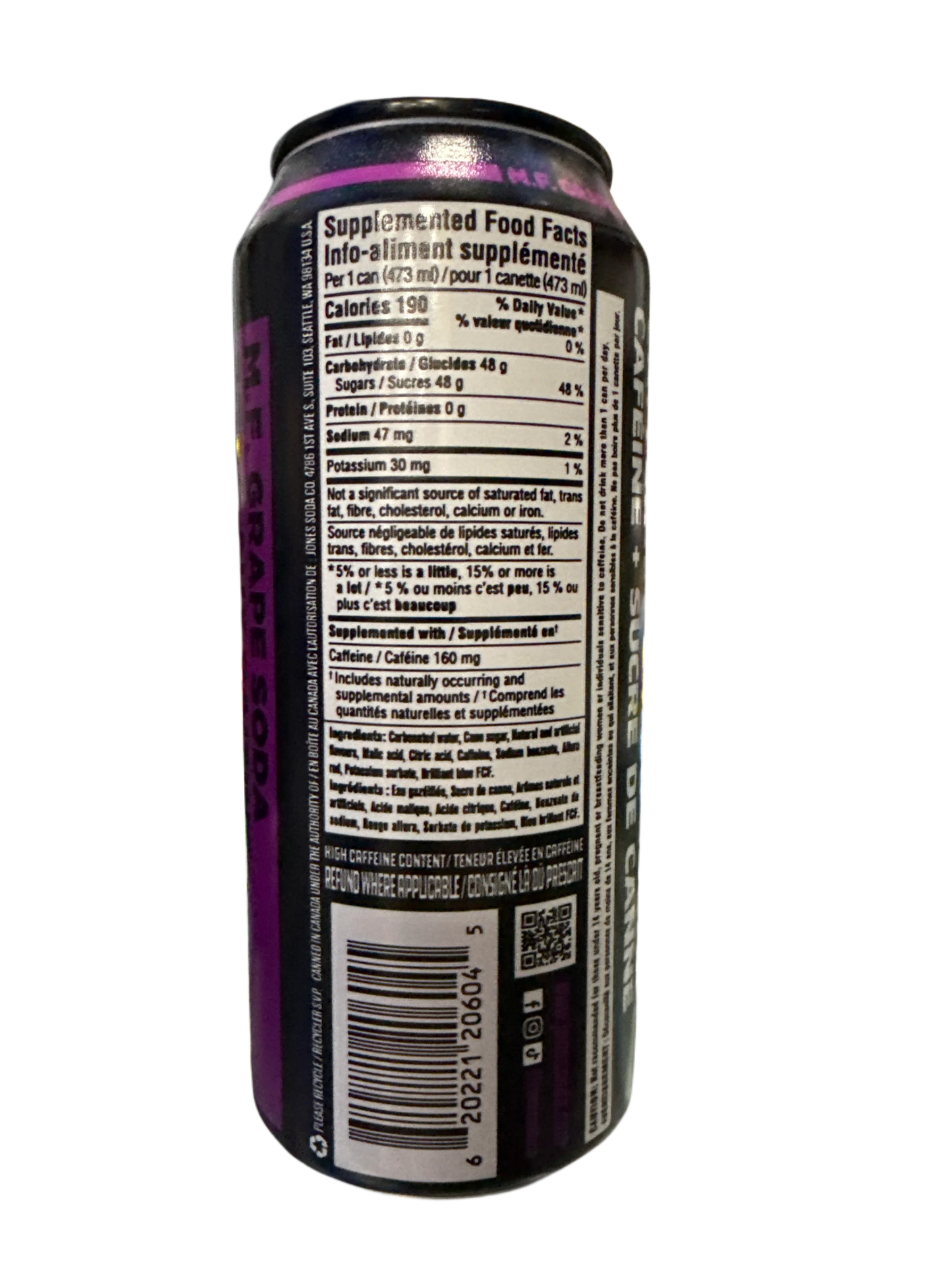 Jones Grape Soda Energy Drink 473ML - Canadian Edition