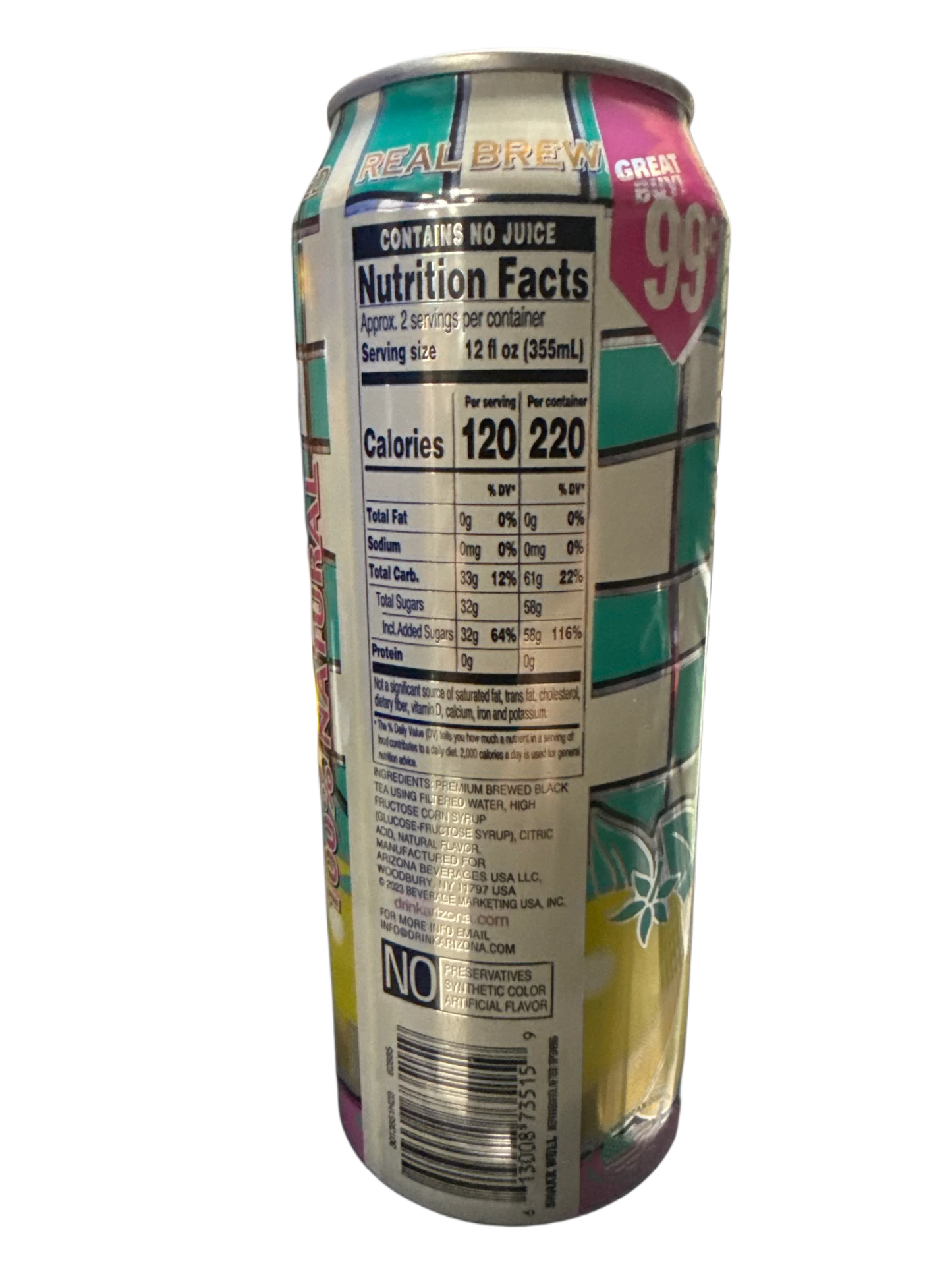 Arizona Iced Tea With Lemon Flavour 650ML - U.S Edition