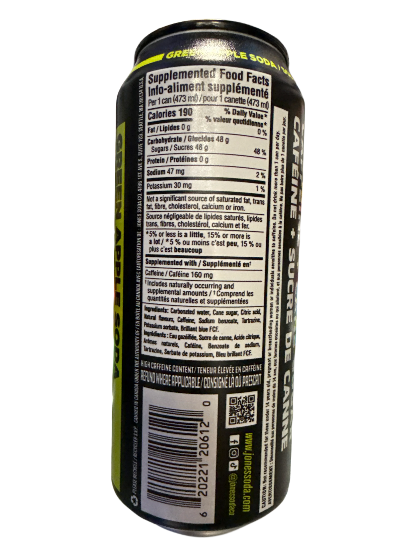 Jones Green Apple Energy Drink 473ML - Canadian Edition