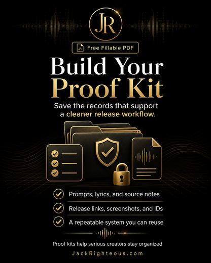 Advertisement for 'Build Your Proof Kit' with icons and text on a black background