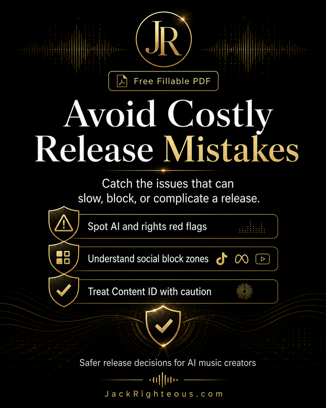 Promotional graphic for 'Avoid Costly Release Mistakes' with JR logo and text on a dark background.