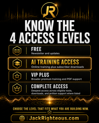 Diagram of access levels with corresponding features on a black background, featuring the JR logo.