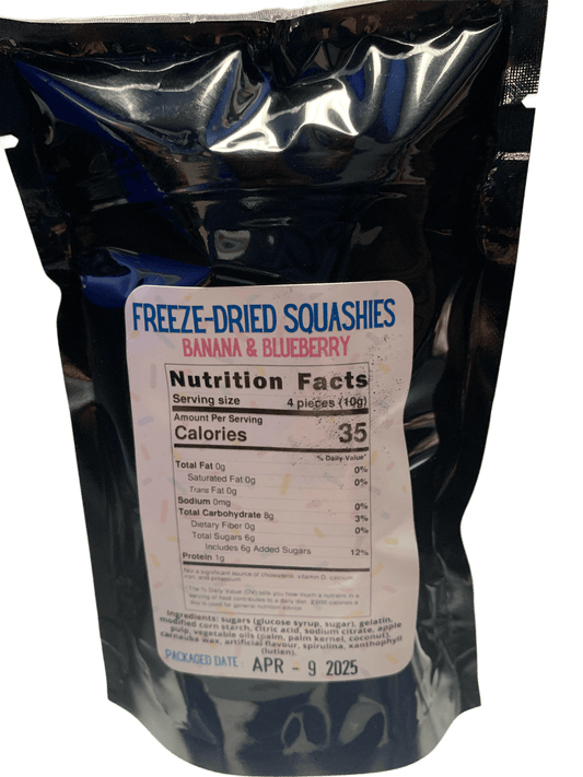Extreme Snacks Freeze Dried Banana And Blueberry Squash 100G - Canadian Edition