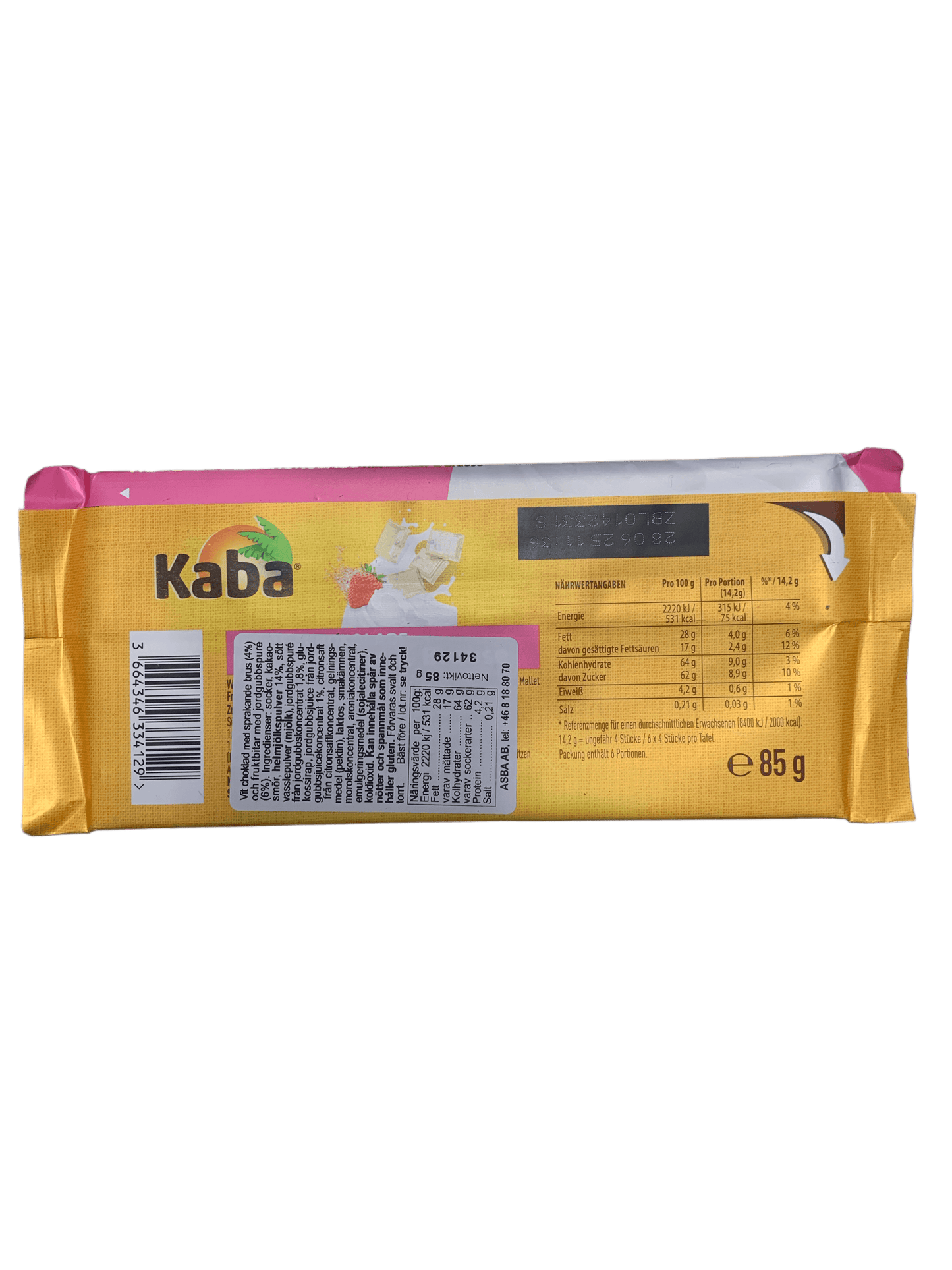 Kaba Weibe Schokolade Strawberry White Chocolate 85G - Swedish Edition
