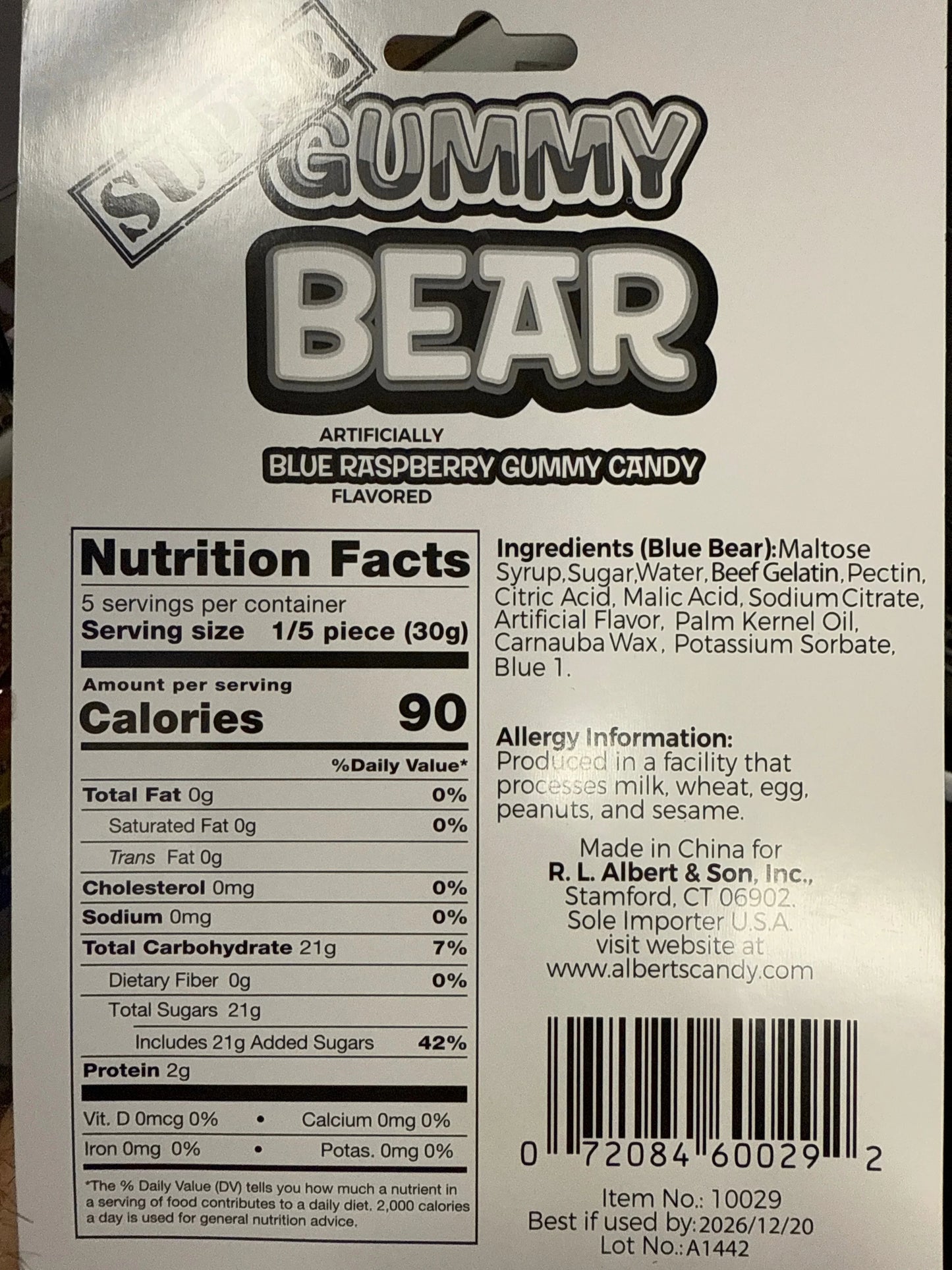 Super Gummy Bear Candy 150G - U.S Edition