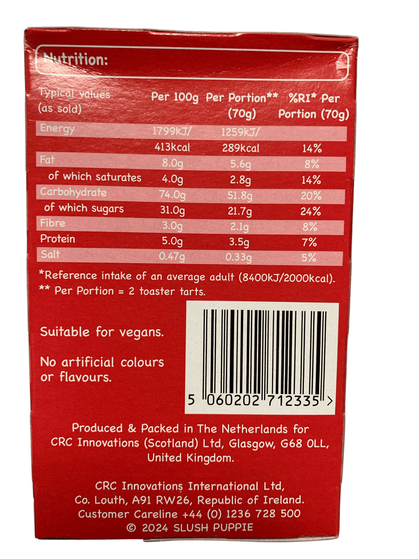 Slush Puppie Toaster Tarts Strawberry Frosted Flavour 8 Tarts - U.K Edition