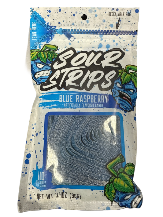 Sour Strips Blue Raspberry 3.40OZ - U.S Edition