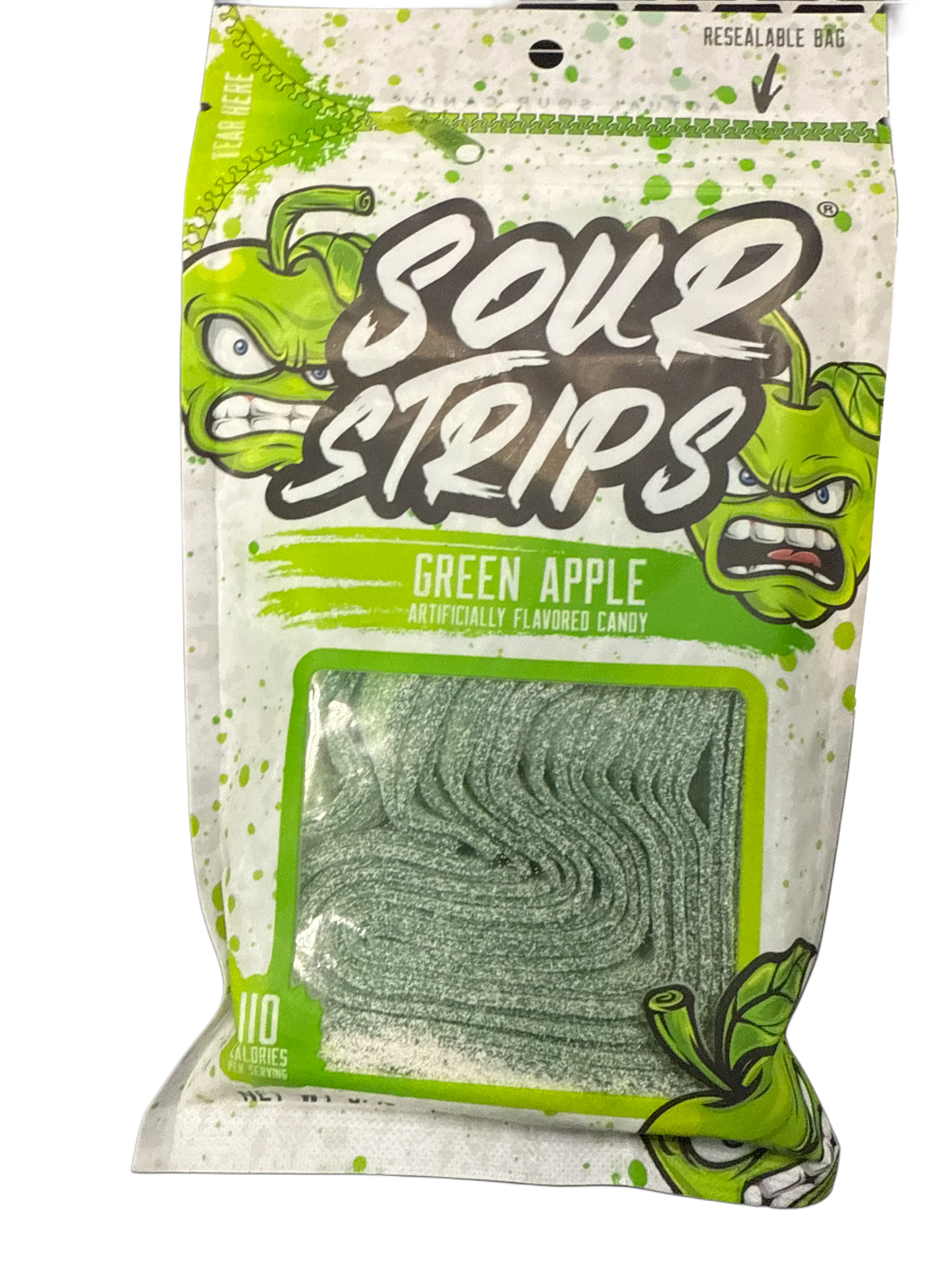 Sour Strips Green Apple Candy Bag 3.40OZ - U.S Edition