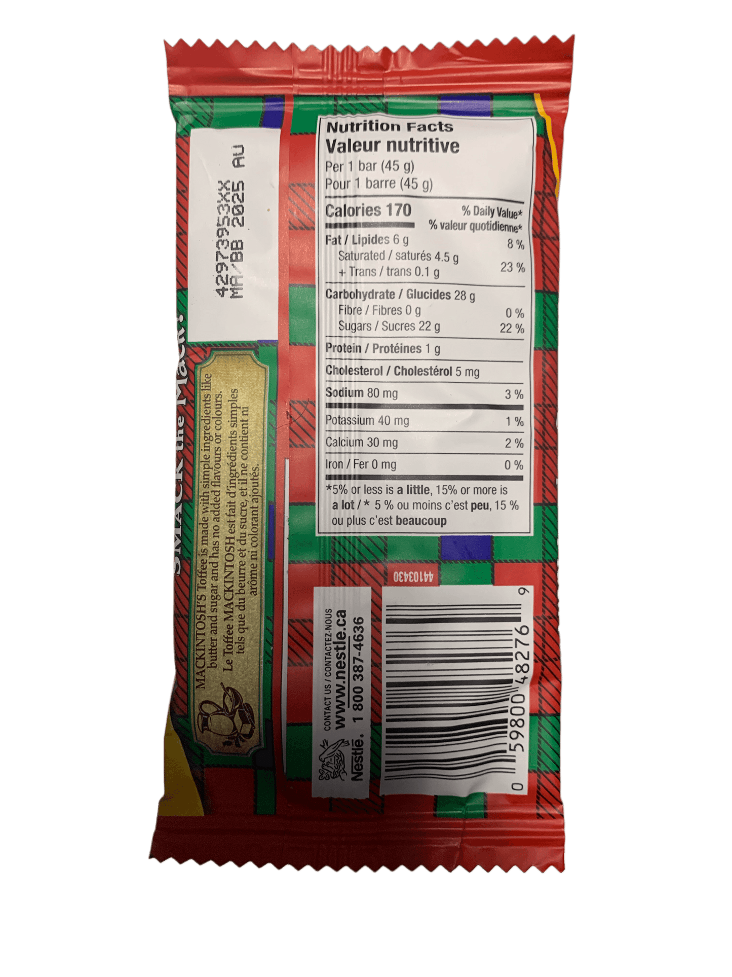 Original Mackintosh's Creamy Toffee 45G - Canadian Edition