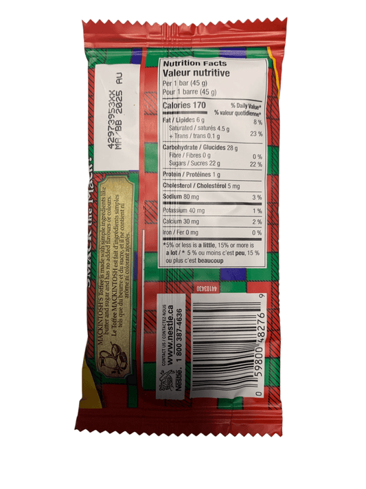 Original Mackintosh's Creamy Toffee 45G - Canadian Edition