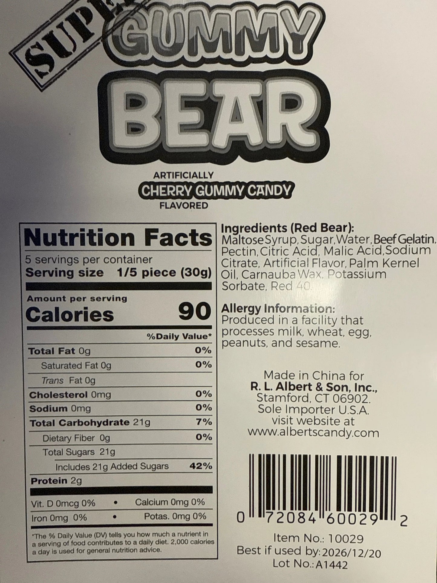 Super Gummy Bear Candy 150G - U.S Edition