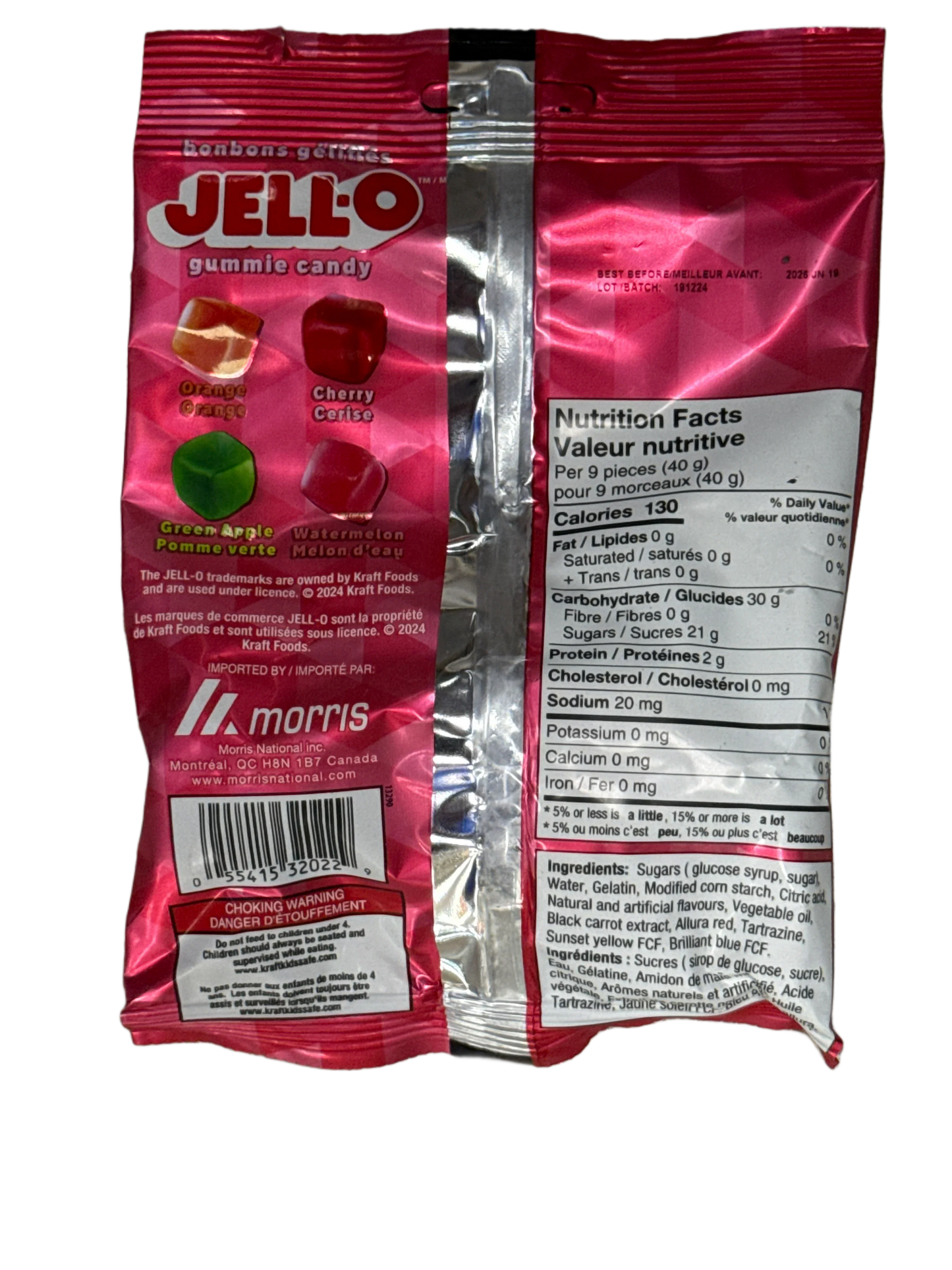 JELL-O Gummy Candy Cubes 127G - Canadian Edition
