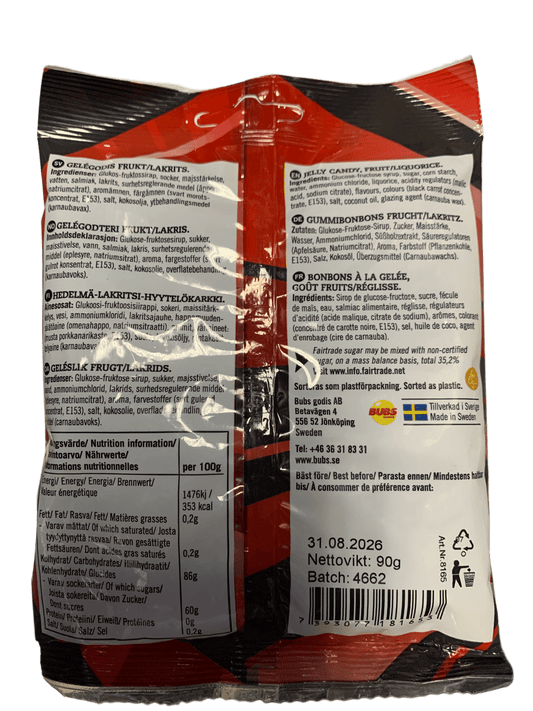 BUBS Godis Hallon Skalle Candy Bag 90G - Swedish Edition