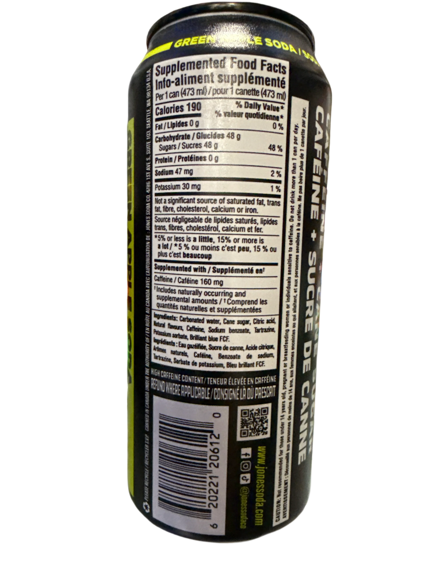 Jones Green Apple Energy Drink 473ML - Canadian Edition