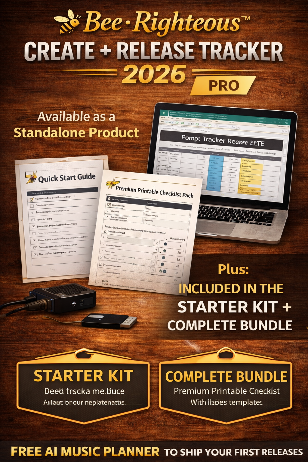 Bee Righteous Create + Release Tracker (LITE) — Free AI Music Planner