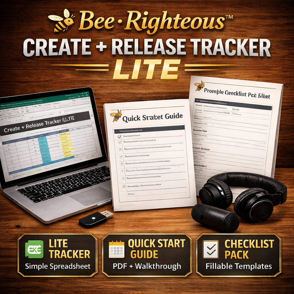 Bee Righteous Create + Release Tracker (LITE) — Free AI Music Planner