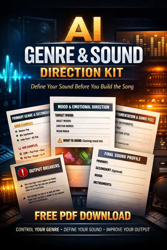 AI Genre & Sound Direction Kit with cityscape background