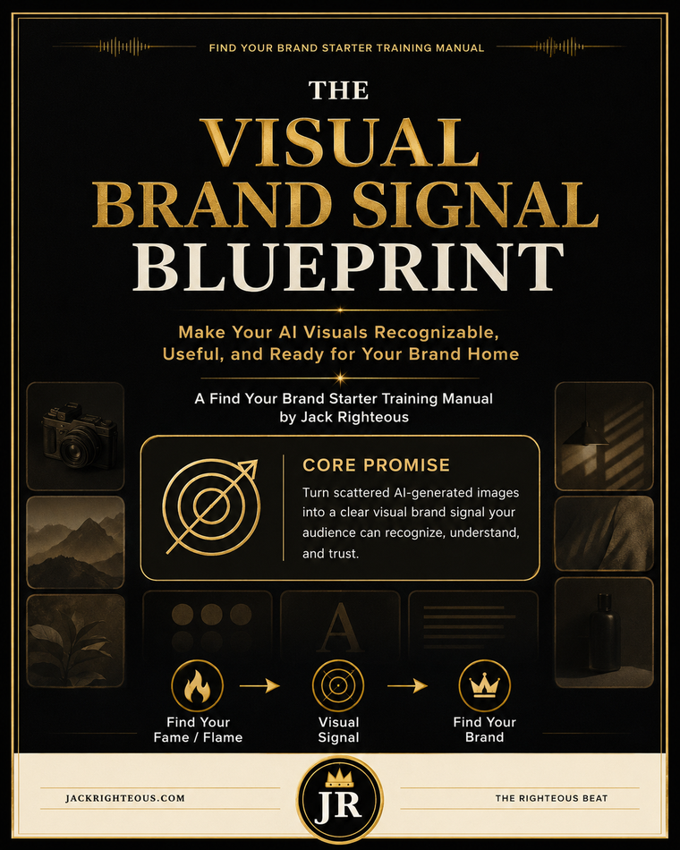 Book cover of 'The Visual Brand Signal Blueprint' with gold text on a black background