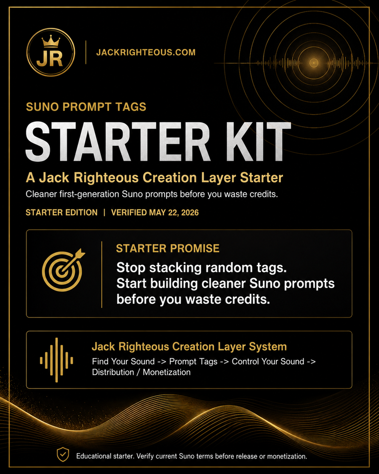 Promotional image for a Jack Righteous Starter Kit with text and branding elements.