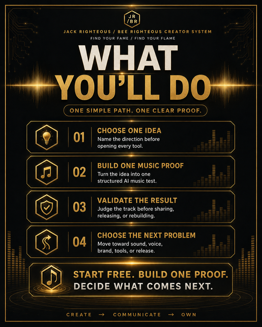 Promotional graphic with text and icons on a dark background