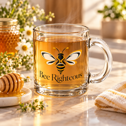 10oz Honey Bee Tea & Coffee Cup — Bee Righteous Clear Glass Mug