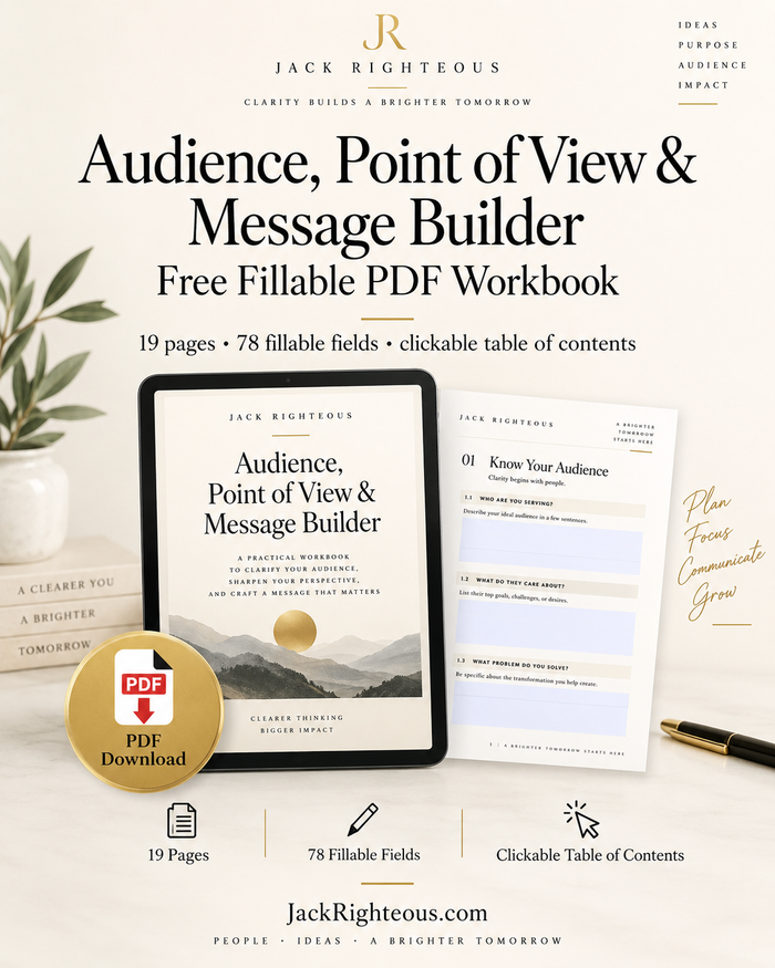 Audience, Point of View & Message Builder | Free Fillable PDF Workbook