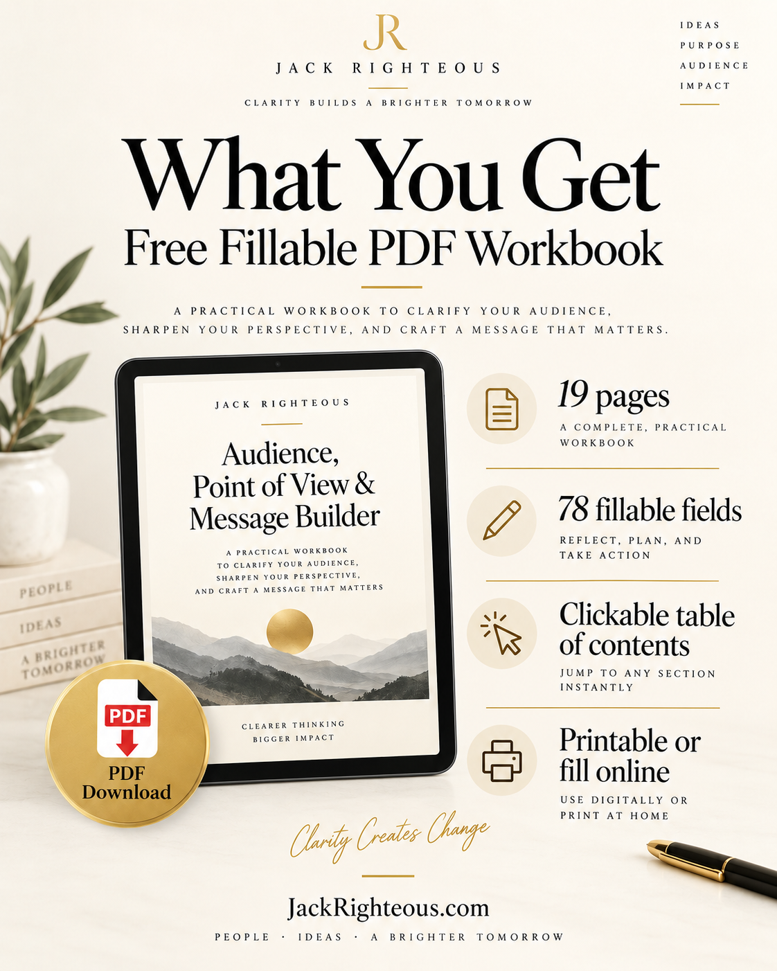 Audience, Point of View & Message Builder | Free Fillable PDF Workbook