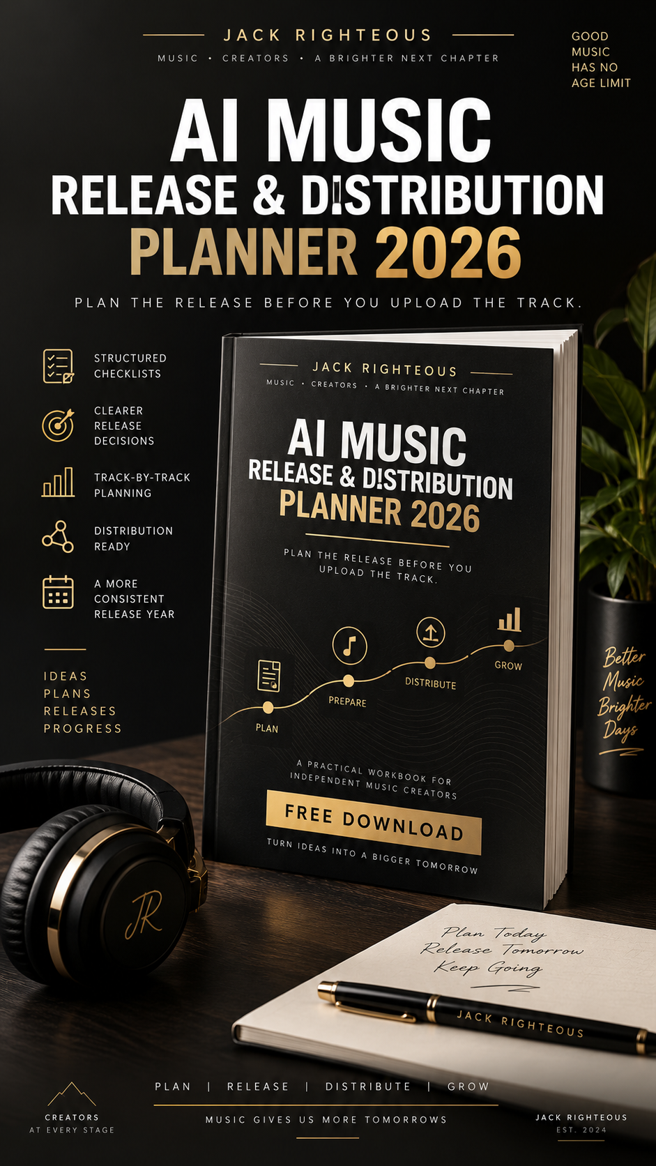 AI Music Release & Distribution Planner 2026 free fillable PDF for AI music creators