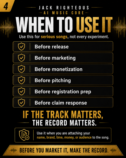 Instructional graphic on when to use a tool for music production, with text and sound wave graphics.