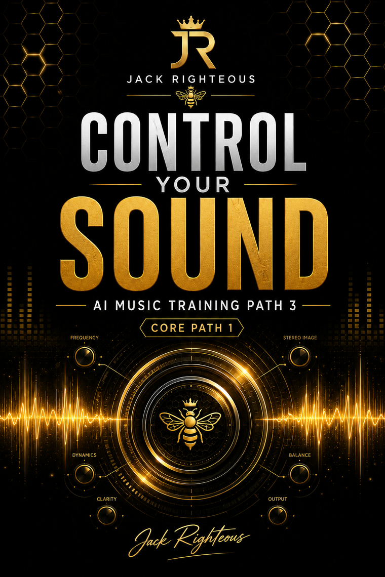 Book cover of 'Control Your Sound' by Jack Righteous with gold and black design.