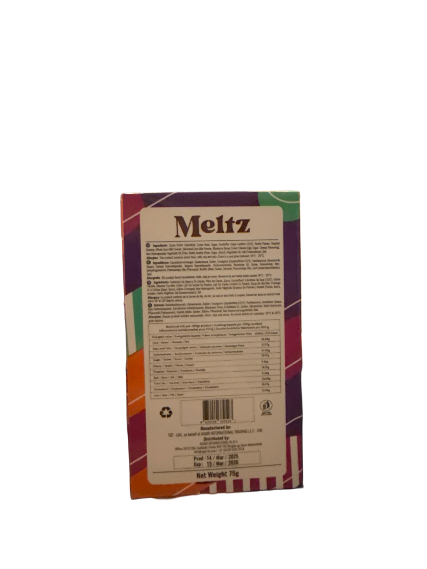 Meltz Dubai Chocolate Blueberry Cheesecake Knafeh Flavour 75G - Dubai Edition