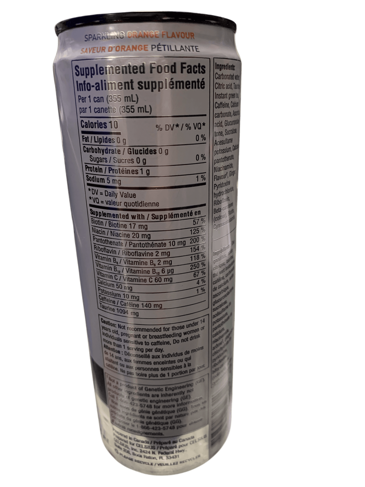 Celsius Sparkling Orange Zero Sugar Energy Drink 355ML - Canadian Edition