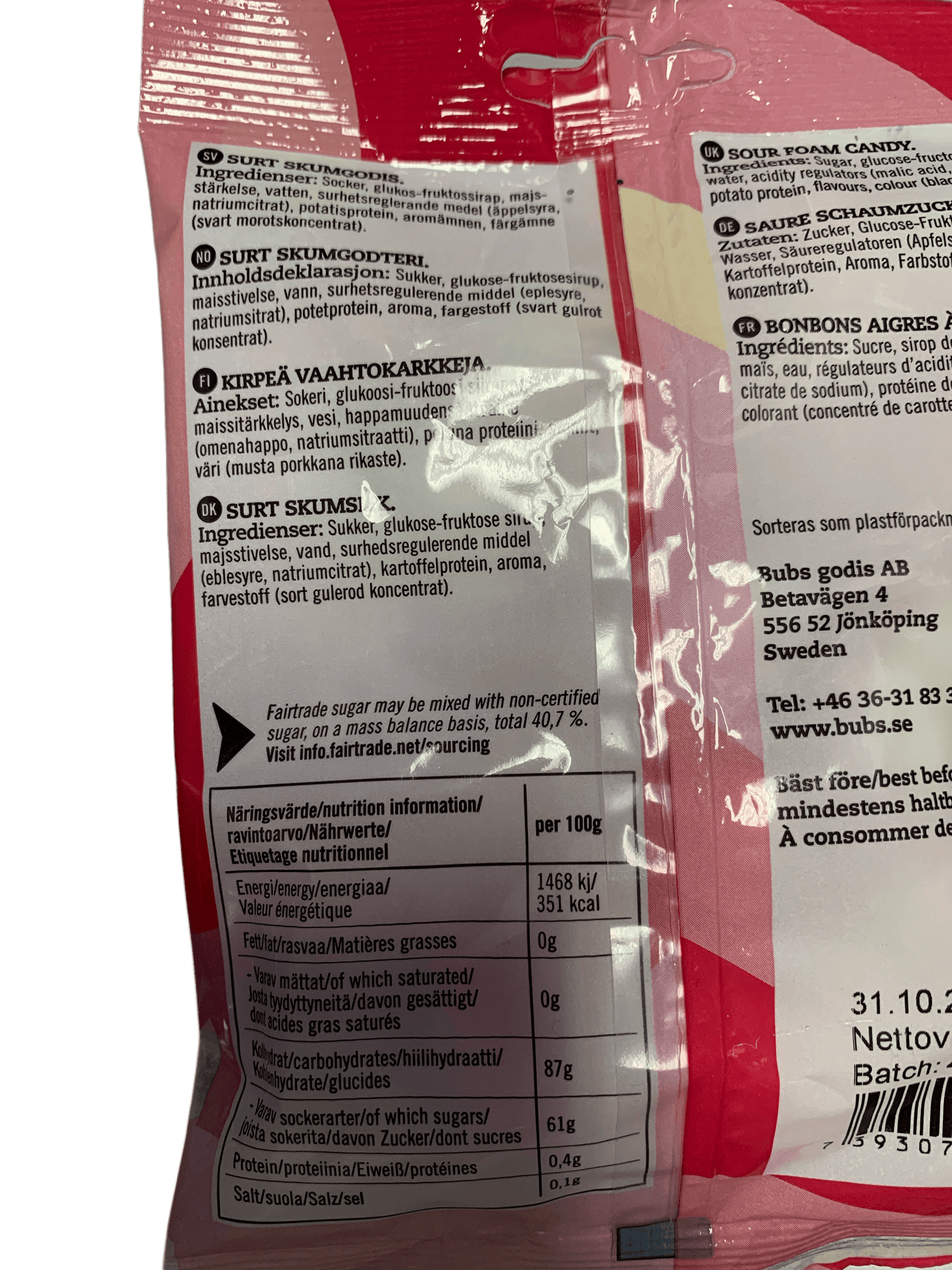 BUBS Godis Goody Strawberry Vanilla Candy Bag 90G - Swedish Edition