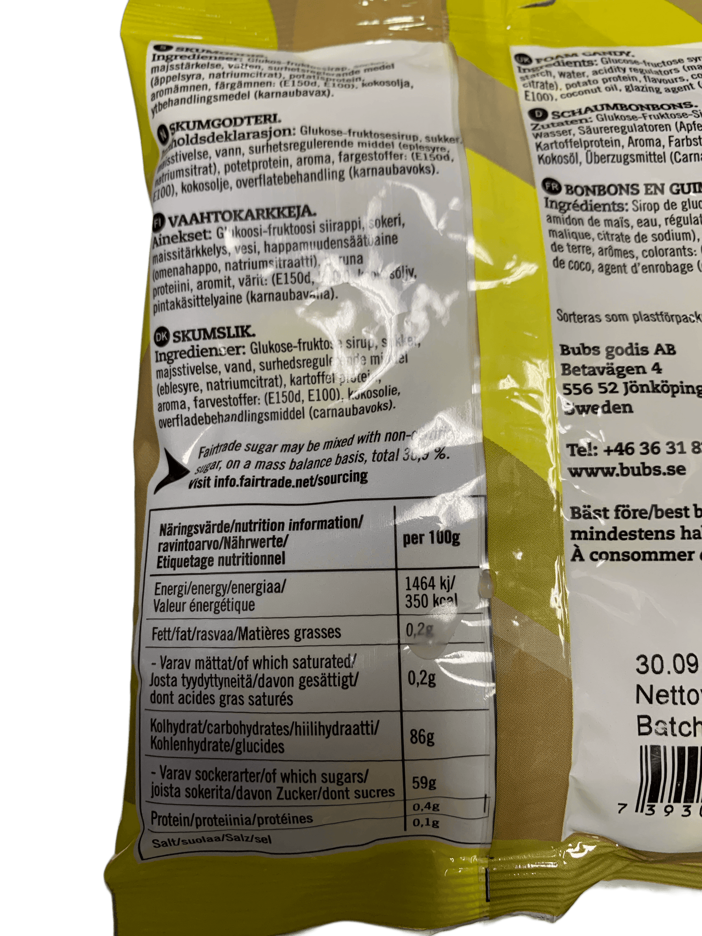 BUBS Godis Goody Banana Toffee Candy Bag 90G - Sweden Edition