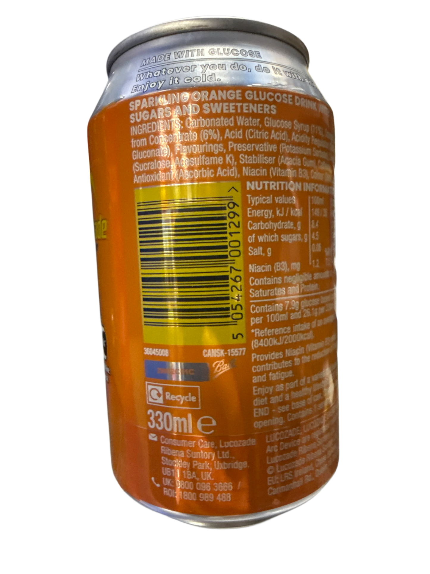 Lucozade Orange Flavoured Energy Drink 330ML - U.K Edition