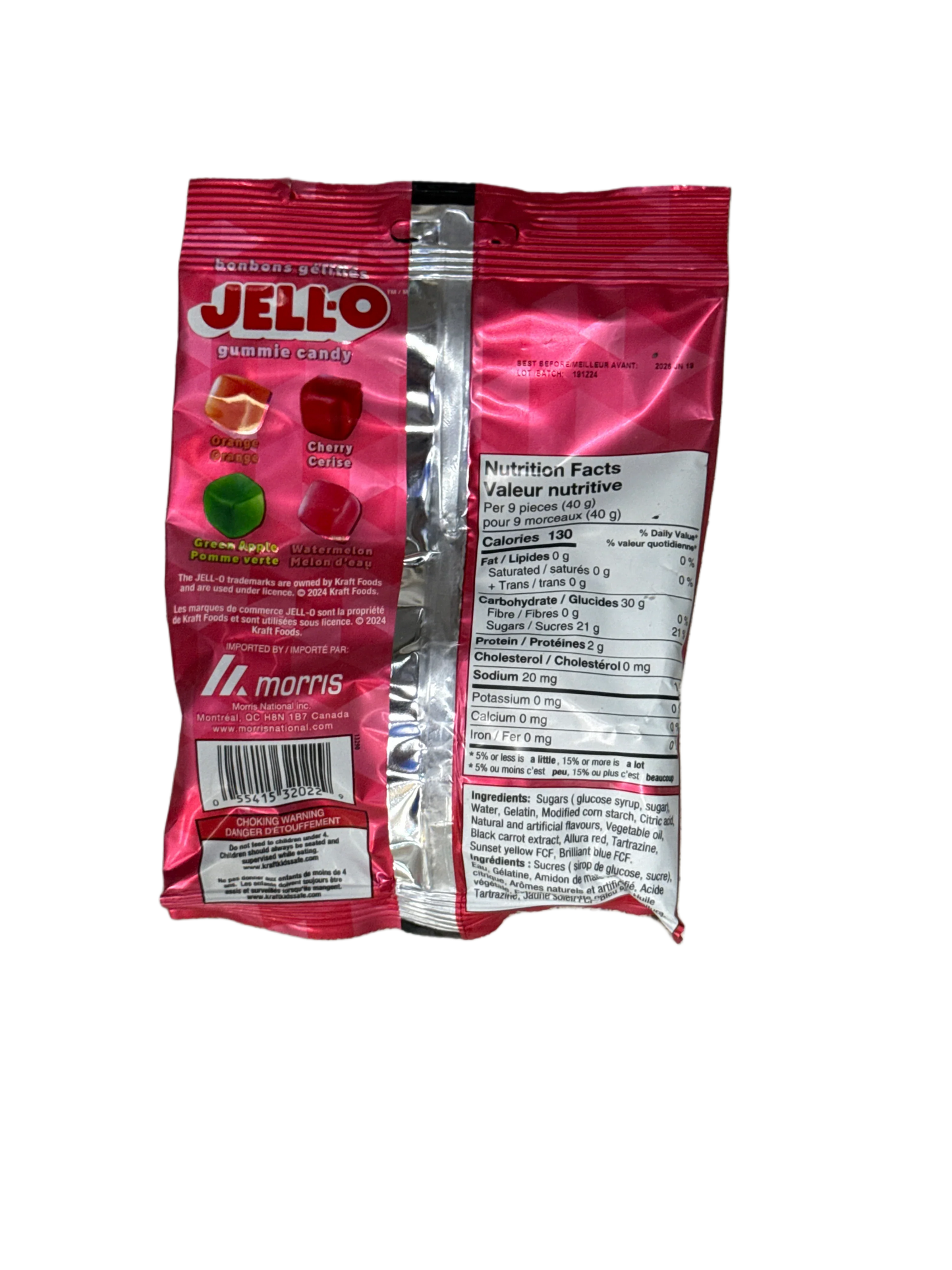 JELL-O Gummy Candy Cubes 127G - Canadian Edition