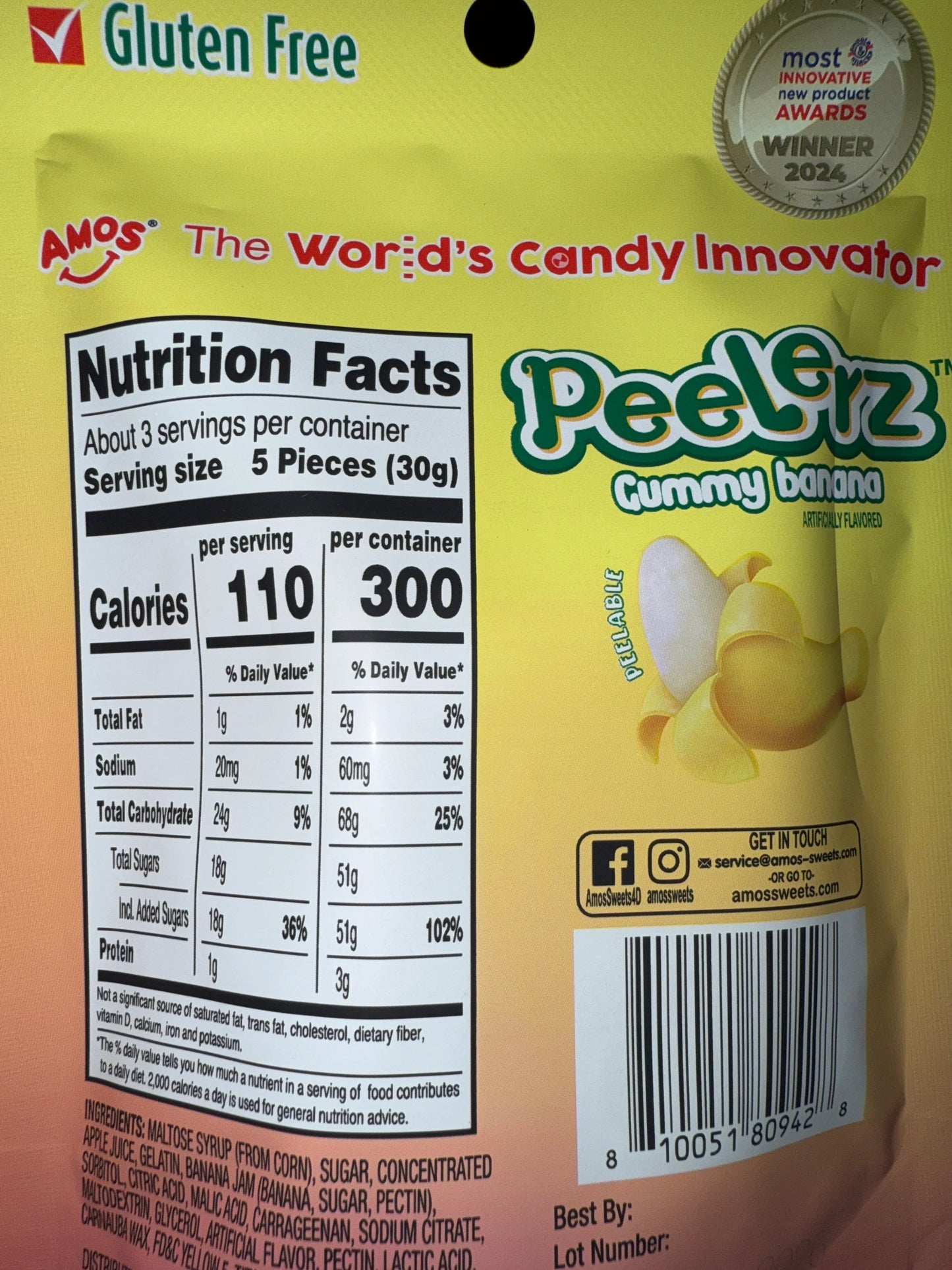 Amos Peelerz Gummy Banana 85G - U.S Edition