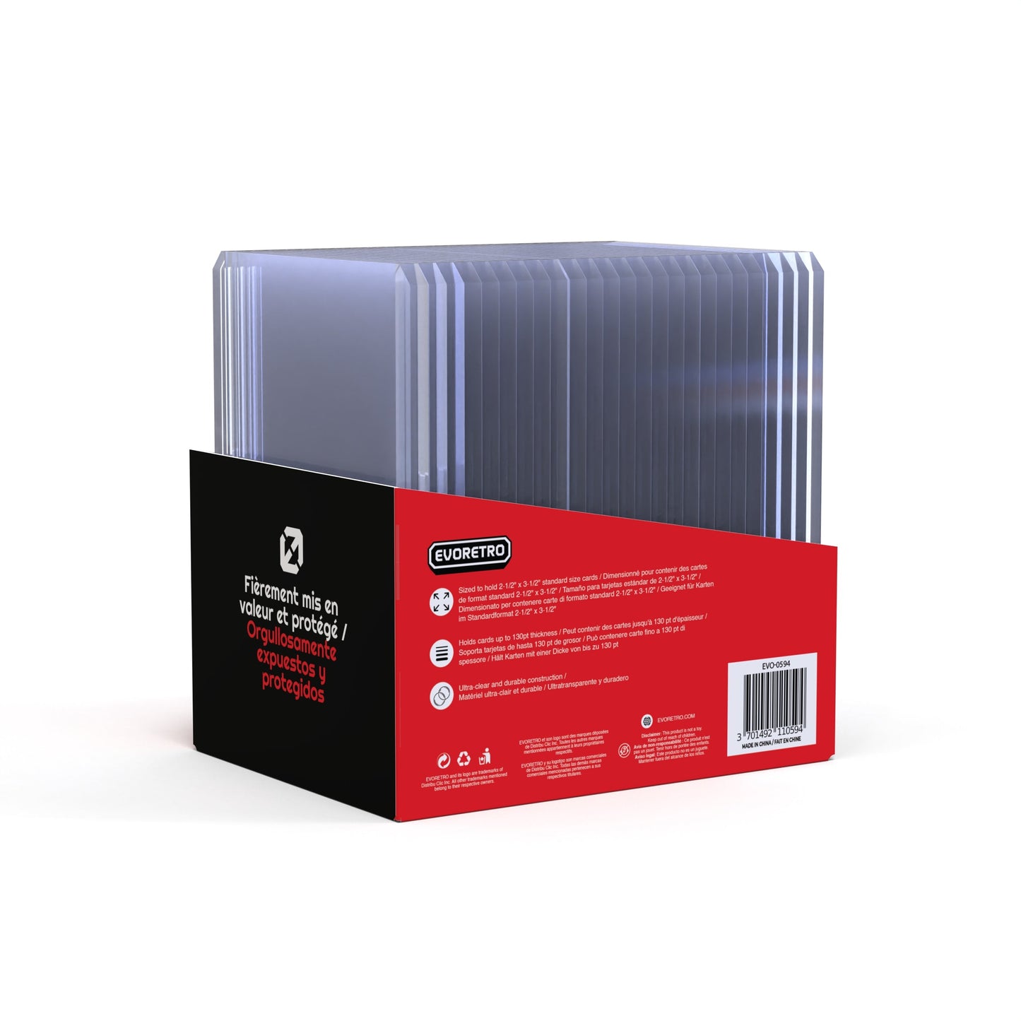 25 EVORETRO Toploader 35pt/55pt/75pt/100pt/180pt – Pack of 25 for Trading Cards