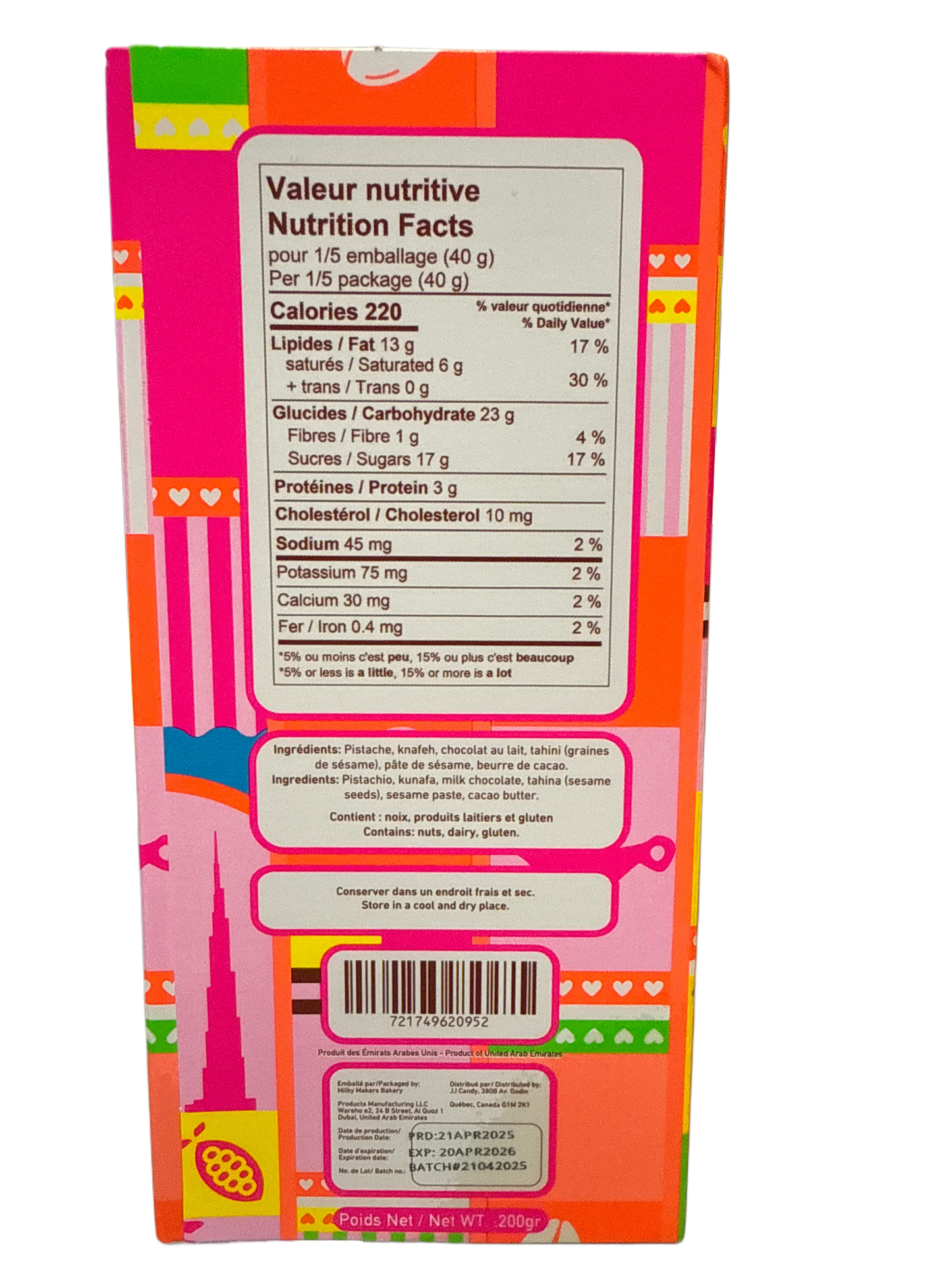 Habibi Dubai Kunafa Pistachio Milk Chocolate 200G - Dubai Edition