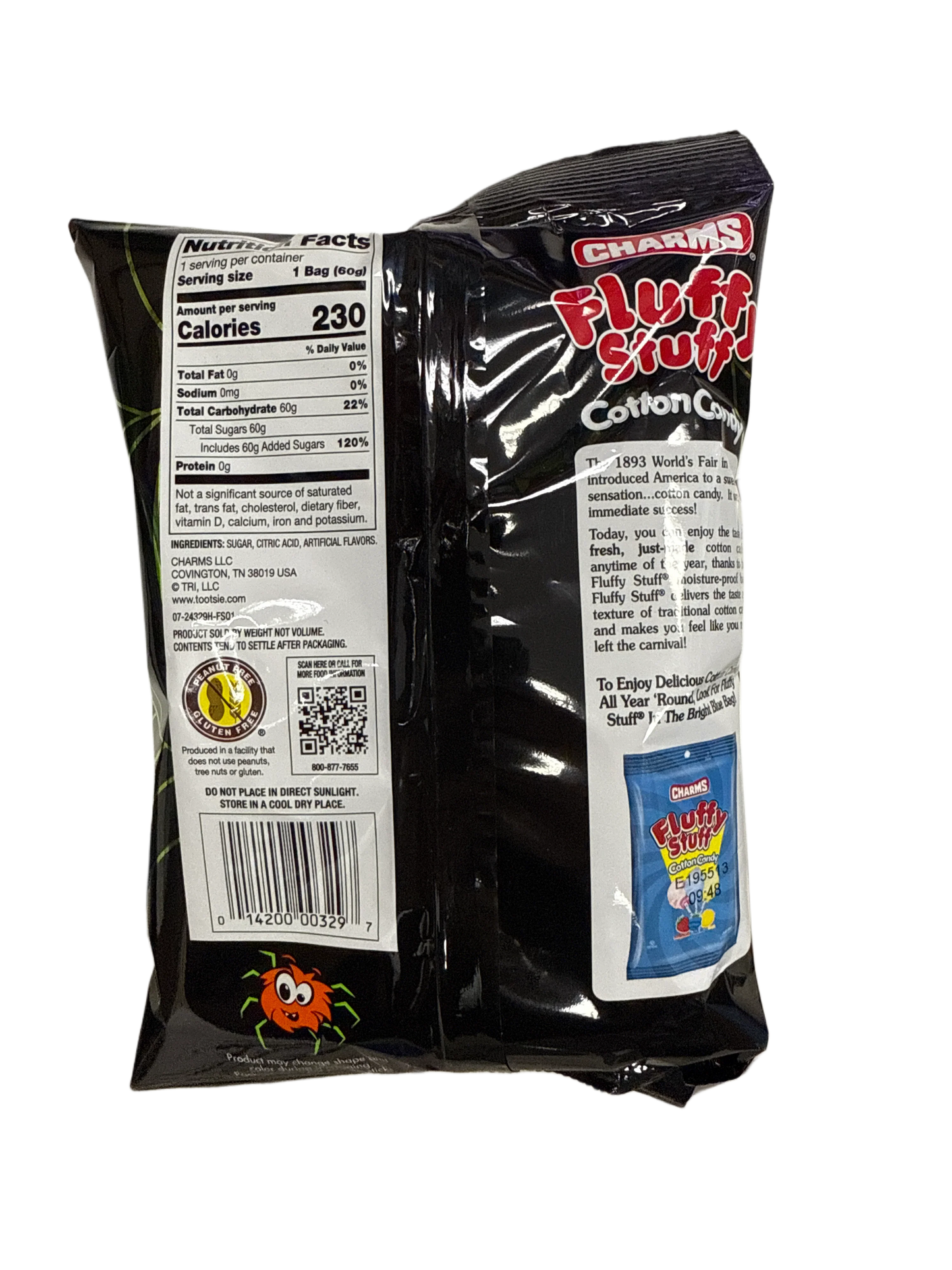 Charms Halloween Spiders Web Cotton Candy Sour Apple Flavour 60G - U.S Edition