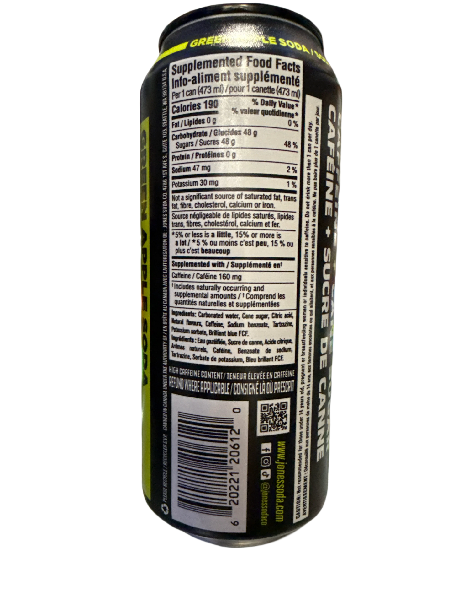 Jones Green Apple Energy Drink 473ML - Canadian Edition