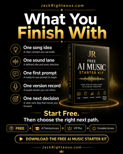 What you finish with: one song idea, one sound lane, first prompt, version record, and next decision.