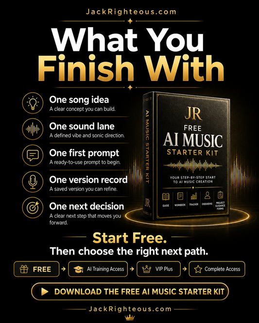 What you finish with: one song idea, one sound lane, first prompt, version record, and next decision.