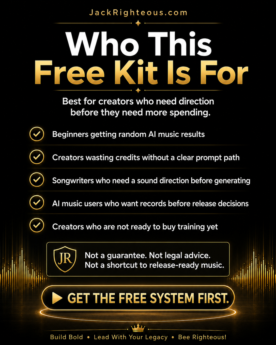 Who the free AI music starter kit is for: beginners, songwriters, and creators who need direction before spending.