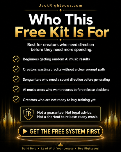 Who the free AI music starter kit is for: beginners, songwriters, and creators who need direction before spending.