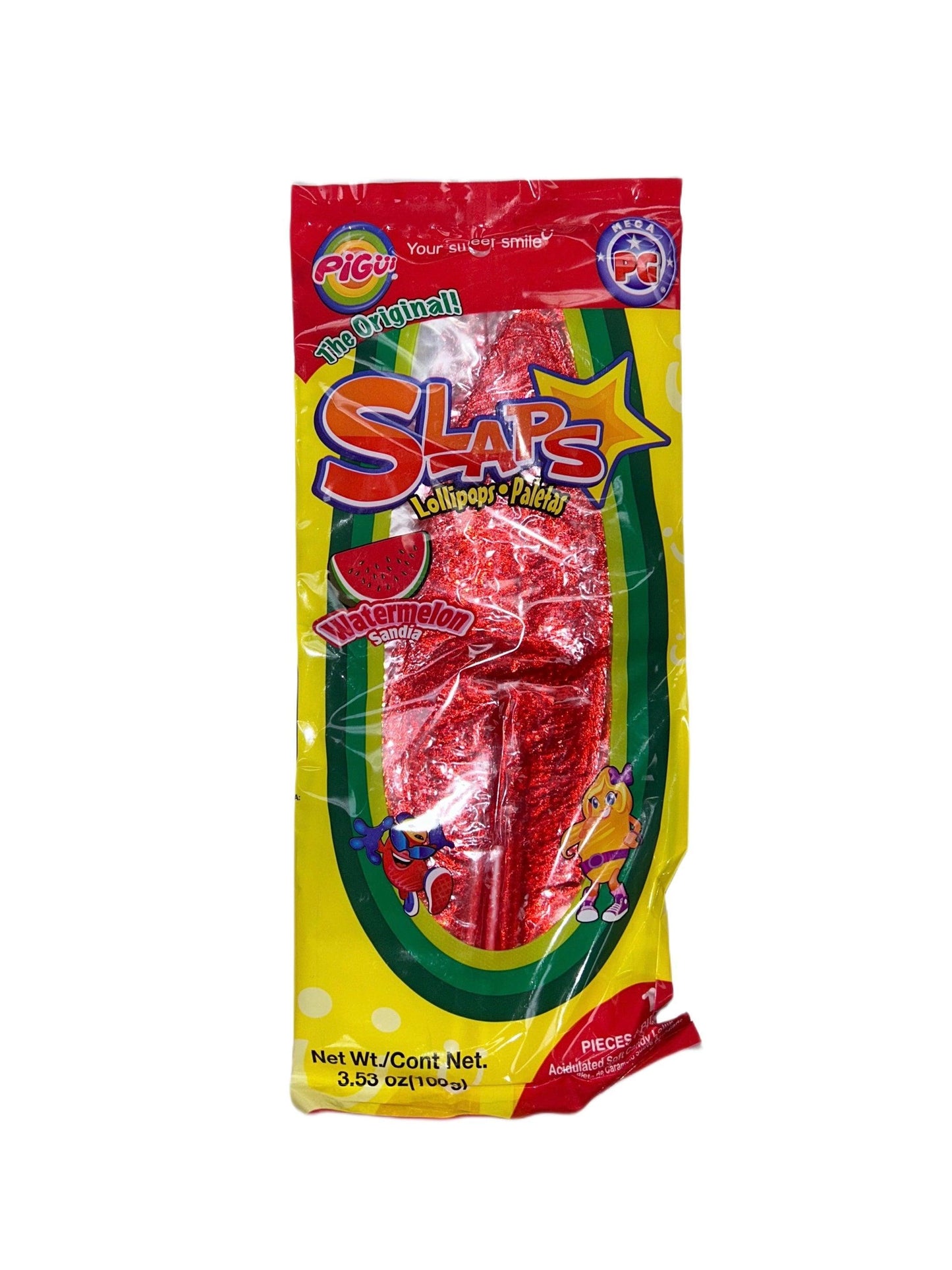 Pigüi Slaps Taffy Lollipops 10 Pack - Watermelon (100g): Mexican