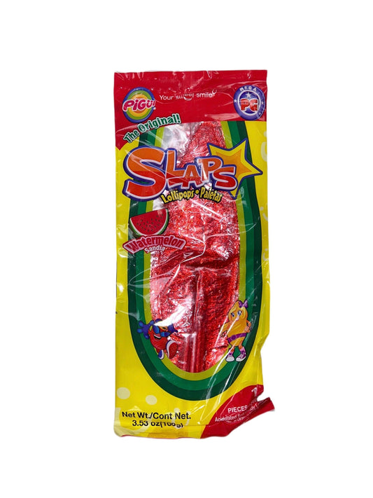 Pigüi Slaps Taffy Lollipops 10 Pack - Watermelon (100g): Mexican